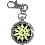 Yellow Snowflake Icon Graphic On Black Background Key Chain Watches Front