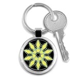 Yellow Snowflake Icon Graphic On Black Background Key Chains (Round)  Front