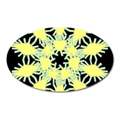 Yellow Snowflake Icon Graphic On Black Background Oval Magnet by Nexatart