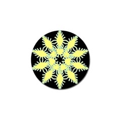 Yellow Snowflake Icon Graphic On Black Background Golf Ball Marker by Nexatart