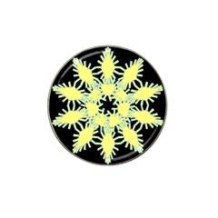 Yellow Snowflake Icon Graphic On Black Background Hat Clip Ball Marker (4 Pack) by Nexatart