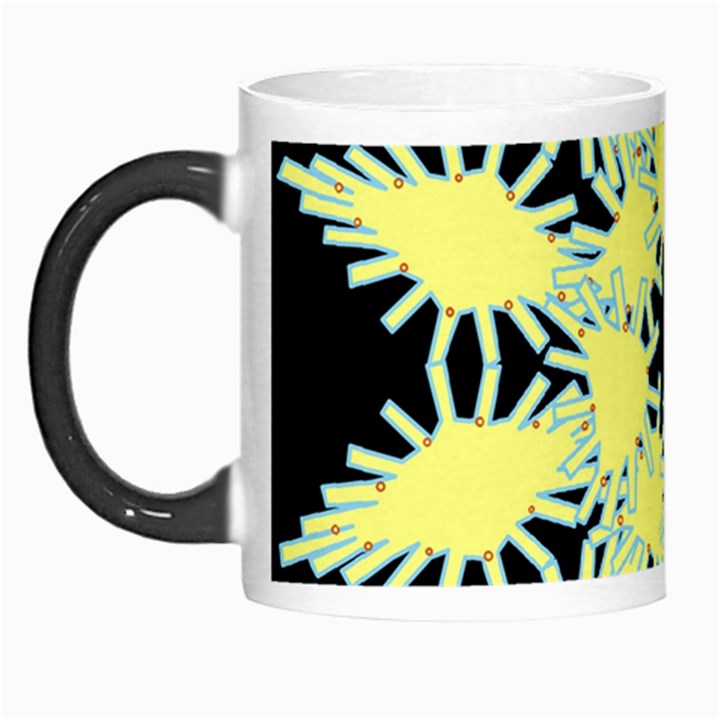 Yellow Snowflake Icon Graphic On Black Background Morph Mugs