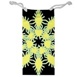 Yellow Snowflake Icon Graphic On Black Background Jewelry Bag Front