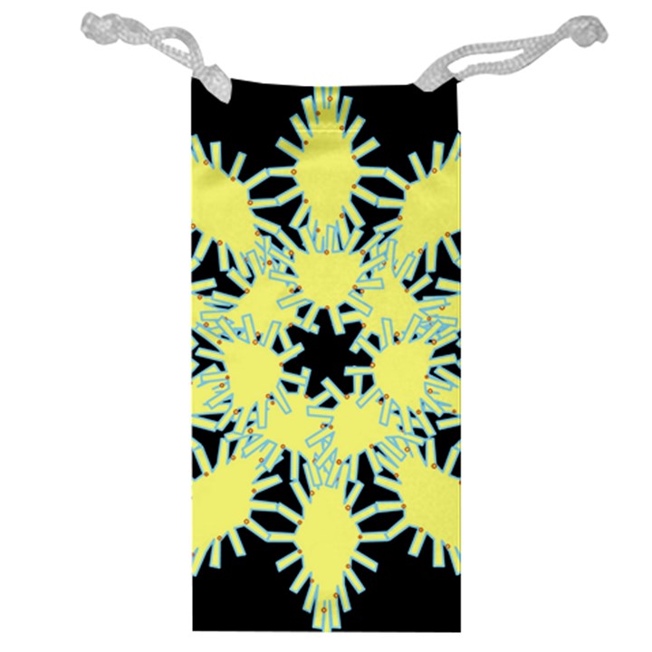 Yellow Snowflake Icon Graphic On Black Background Jewelry Bag