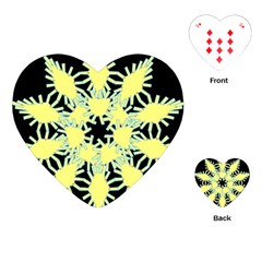 Yellow Snowflake Icon Graphic On Black Background Playing Cards (heart)  by Nexatart