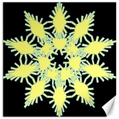 Yellow Snowflake Icon Graphic On Black Background Canvas 12  X 12   by Nexatart