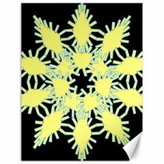 Yellow Snowflake Icon Graphic On Black Background Canvas 18  X 24   by Nexatart