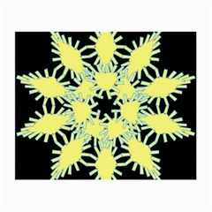 Yellow Snowflake Icon Graphic On Black Background Small Glasses Cloth (2-side) by Nexatart