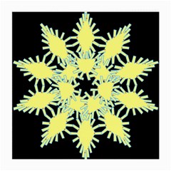 Yellow Snowflake Icon Graphic On Black Background Medium Glasses Cloth (2-side) by Nexatart