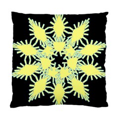 Yellow Snowflake Icon Graphic On Black Background Standard Cushion Case (one Side) by Nexatart