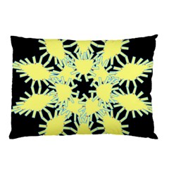 Yellow Snowflake Icon Graphic On Black Background Pillow Case by Nexatart