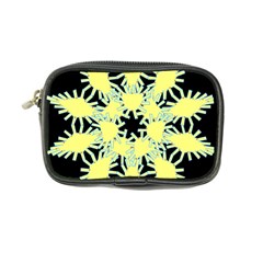 Yellow Snowflake Icon Graphic On Black Background Coin Purse by Nexatart