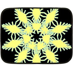 Yellow Snowflake Icon Graphic On Black Background Double Sided Fleece Blanket (mini)  by Nexatart