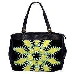 Yellow Snowflake Icon Graphic On Black Background Office Handbags by Nexatart