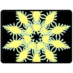 Yellow Snowflake Icon Graphic On Black Background Fleece Blanket (large)  by Nexatart