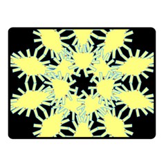 Yellow Snowflake Icon Graphic On Black Background Fleece Blanket (small) by Nexatart