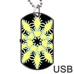 Yellow Snowflake Icon Graphic On Black Background Dog Tag Usb Flash (two Sides) by Nexatart