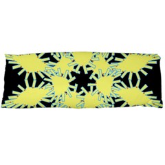 Yellow Snowflake Icon Graphic On Black Background Body Pillow Case (dakimakura) by Nexatart