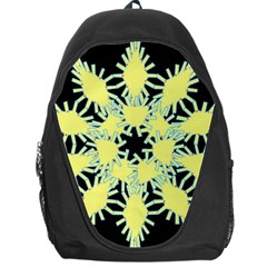 Yellow Snowflake Icon Graphic On Black Background Backpack Bag by Nexatart