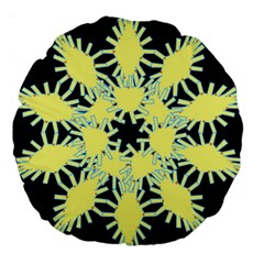 Yellow Snowflake Icon Graphic On Black Background Large 18  Premium Round Cushions by Nexatart