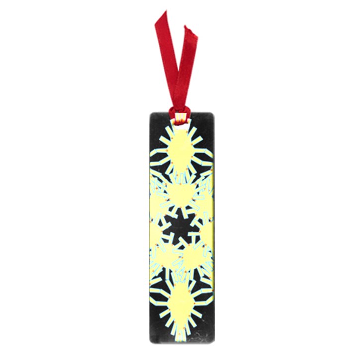 Yellow Snowflake Icon Graphic On Black Background Small Book Marks