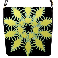 Yellow Snowflake Icon Graphic On Black Background Flap Messenger Bag (s) by Nexatart