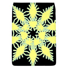 Yellow Snowflake Icon Graphic On Black Background Flap Covers (s)  by Nexatart