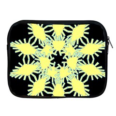 Yellow Snowflake Icon Graphic On Black Background Apple Ipad 2/3/4 Zipper Cases by Nexatart