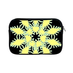 Yellow Snowflake Icon Graphic On Black Background Apple Ipad Mini Zipper Cases by Nexatart