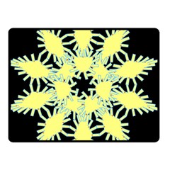 Yellow Snowflake Icon Graphic On Black Background Double Sided Fleece Blanket (small)  by Nexatart