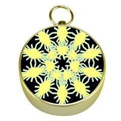 Yellow Snowflake Icon Graphic On Black Background Gold Compasses by Nexatart