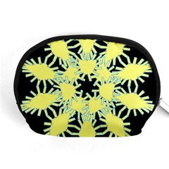 Yellow Snowflake Icon Graphic On Black Background Accessory Pouches (medium)  by Nexatart