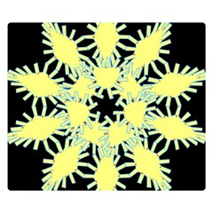 Yellow Snowflake Icon Graphic On Black Background Double Sided Flano Blanket (small)  by Nexatart