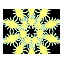 Yellow Snowflake Icon Graphic On Black Background Double Sided Flano Blanket (large)  by Nexatart