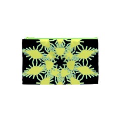 Yellow Snowflake Icon Graphic On Black Background Cosmetic Bag (xs) by Nexatart