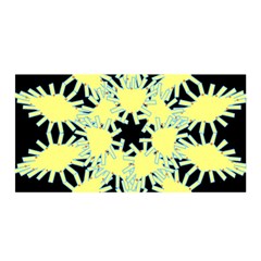 Yellow Snowflake Icon Graphic On Black Background Satin Wrap by Nexatart