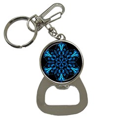 Blue Snowflake On Black Background Button Necklaces by Nexatart