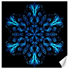 Blue Snowflake On Black Background Canvas 12  X 12   by Nexatart