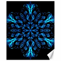 Blue Snowflake On Black Background Canvas 16  X 20   by Nexatart