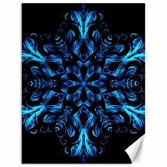 Blue Snowflake On Black Background Canvas 18  X 24   by Nexatart