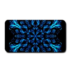 Blue Snowflake On Black Background Medium Bar Mats by Nexatart