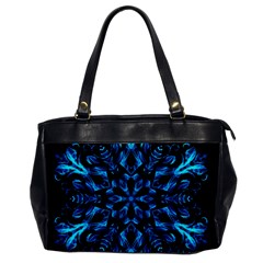 Blue Snowflake On Black Background Office Handbags by Nexatart