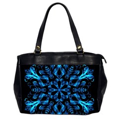 Blue Snowflake On Black Background Office Handbags (2 Sides)  by Nexatart