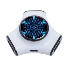 Blue Snowflake On Black Background 3-port Usb Hub by Nexatart