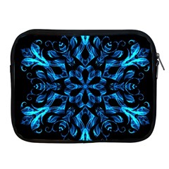 Blue Snowflake On Black Background Apple Ipad 2/3/4 Zipper Cases by Nexatart