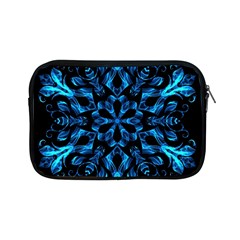 Blue Snowflake On Black Background Apple Ipad Mini Zipper Cases by Nexatart