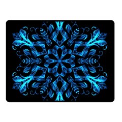 Blue Snowflake On Black Background Double Sided Fleece Blanket (small)  by Nexatart