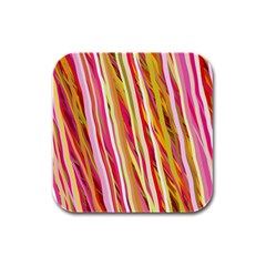 Color Ribbons Background Wallpaper Rubber Square Coaster (4 Pack)  by Nexatart