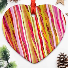 Color Ribbons Background Wallpaper Heart Ornament (two Sides) by Nexatart