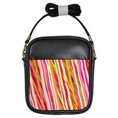 Color Ribbons Background Wallpaper Girls Sling Bags by Nexatart